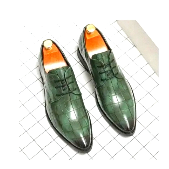 NEW MEN GREEN ALMOND TOE DERBY TIE UP SHOES SIZES 10 & 11 - Picture 4 of 4